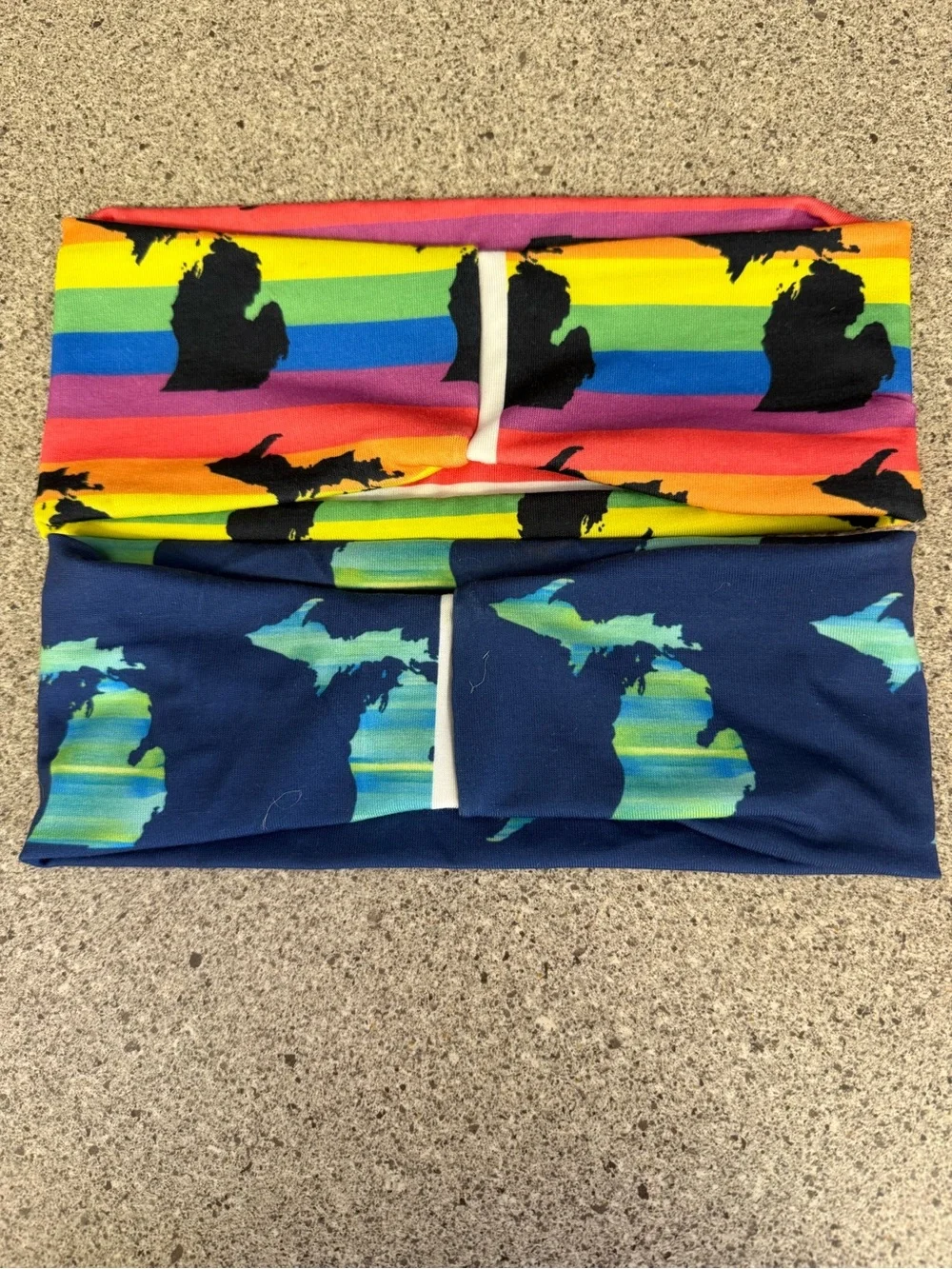 Michigan Print Headbands - Rainbow & Navy Sets